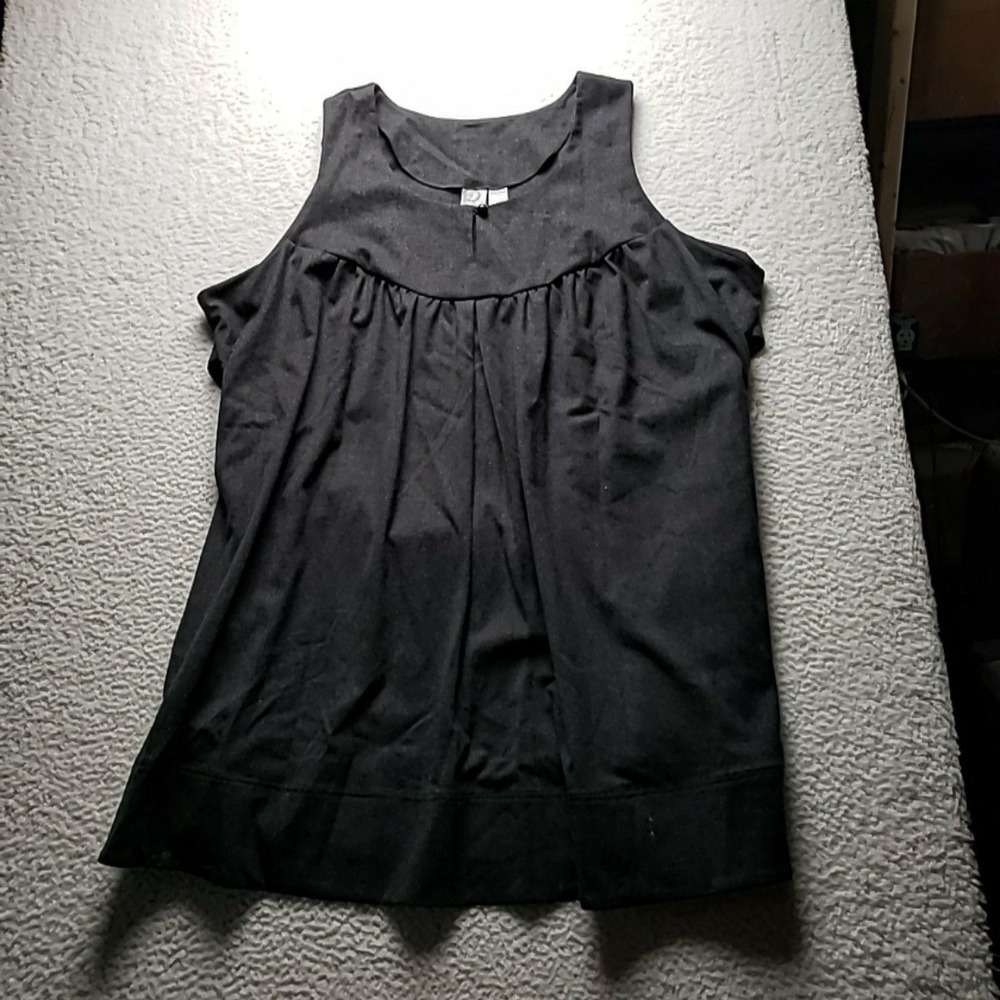Roaman's Tank Top Womens Plus 32W Black Scoop Neck Sleeveless Tunic Jersey
